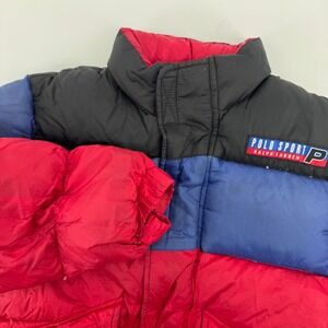 Polo Sport Ralph Lauren Kids 4 Puffer Jacket Red Blue Black Down Fill USA Flag